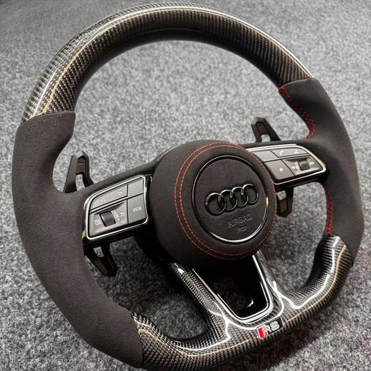 Audi Carbon fiber flat bottom sports steering wheel A3 A4 A5 A6 A7 Q3 Q5 Q7