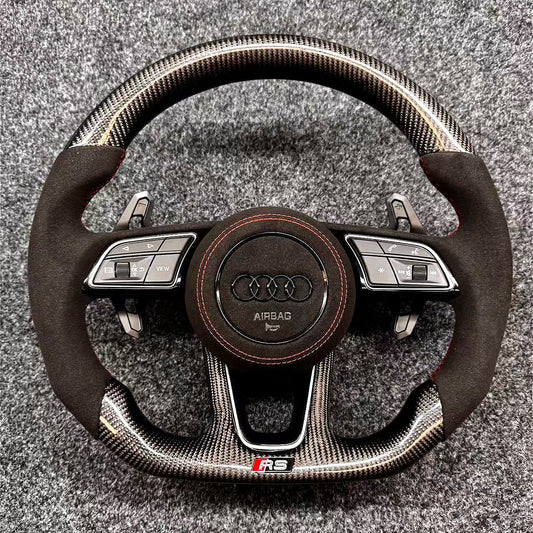 Audi Carbon fiber flat bottom sports steering wheel A3 A4 A5 A6 A7 Q3 Q5 Q7